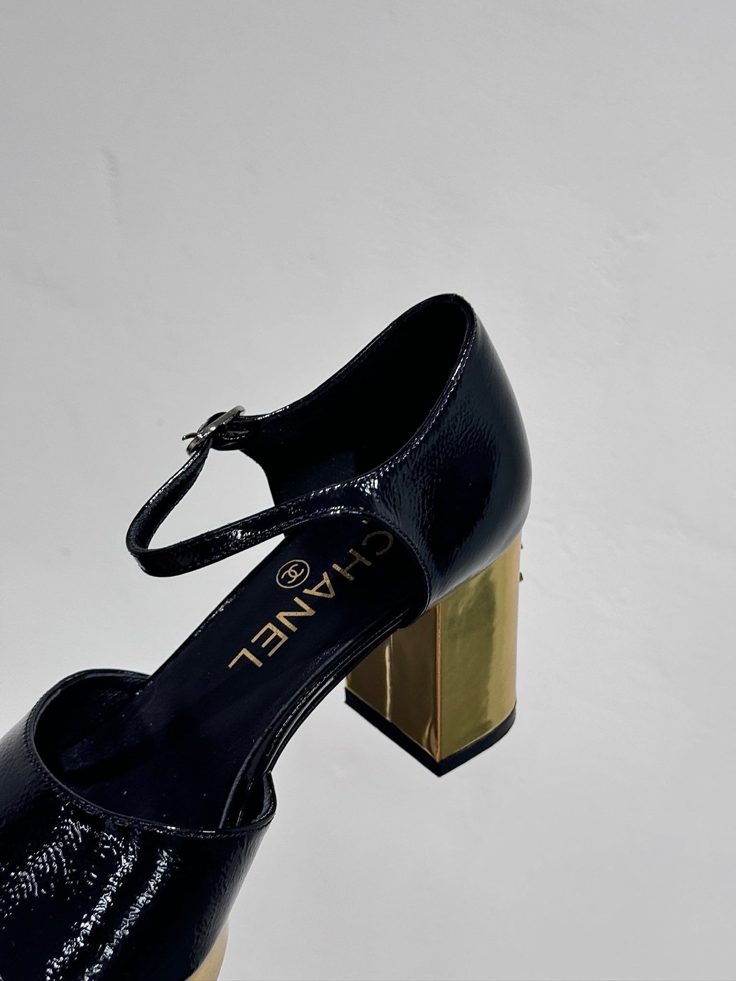 BLOCK HEEL SANDALS BLACK SHEEPSKIN - 35