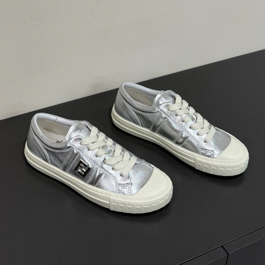 FF TRAINER SNEAKER IN SILVER MIX WHITE CALFSKIN - 35
