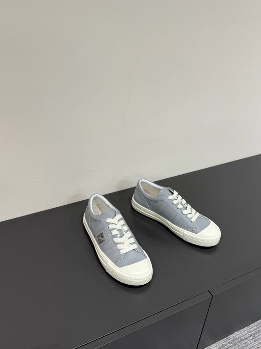 FF TRAINER SNEAKER IN DOLPHIN GRAY MIX WHITE CALFSKIN - 35