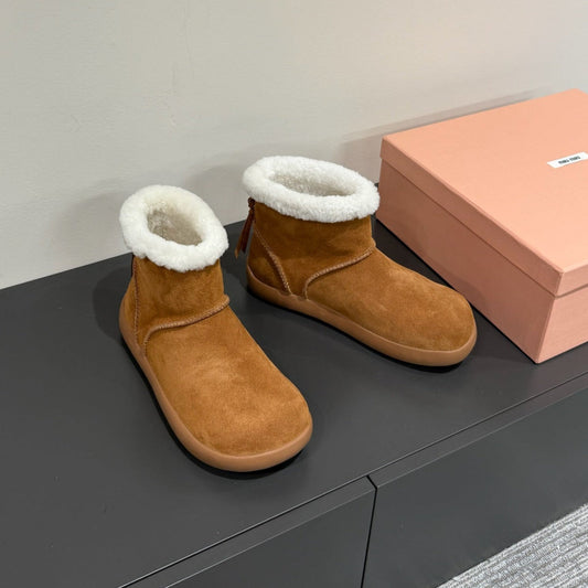 ANKLE BOOTS IN BRONZE BROWN SUEDE AND FLEECE LINING - 35