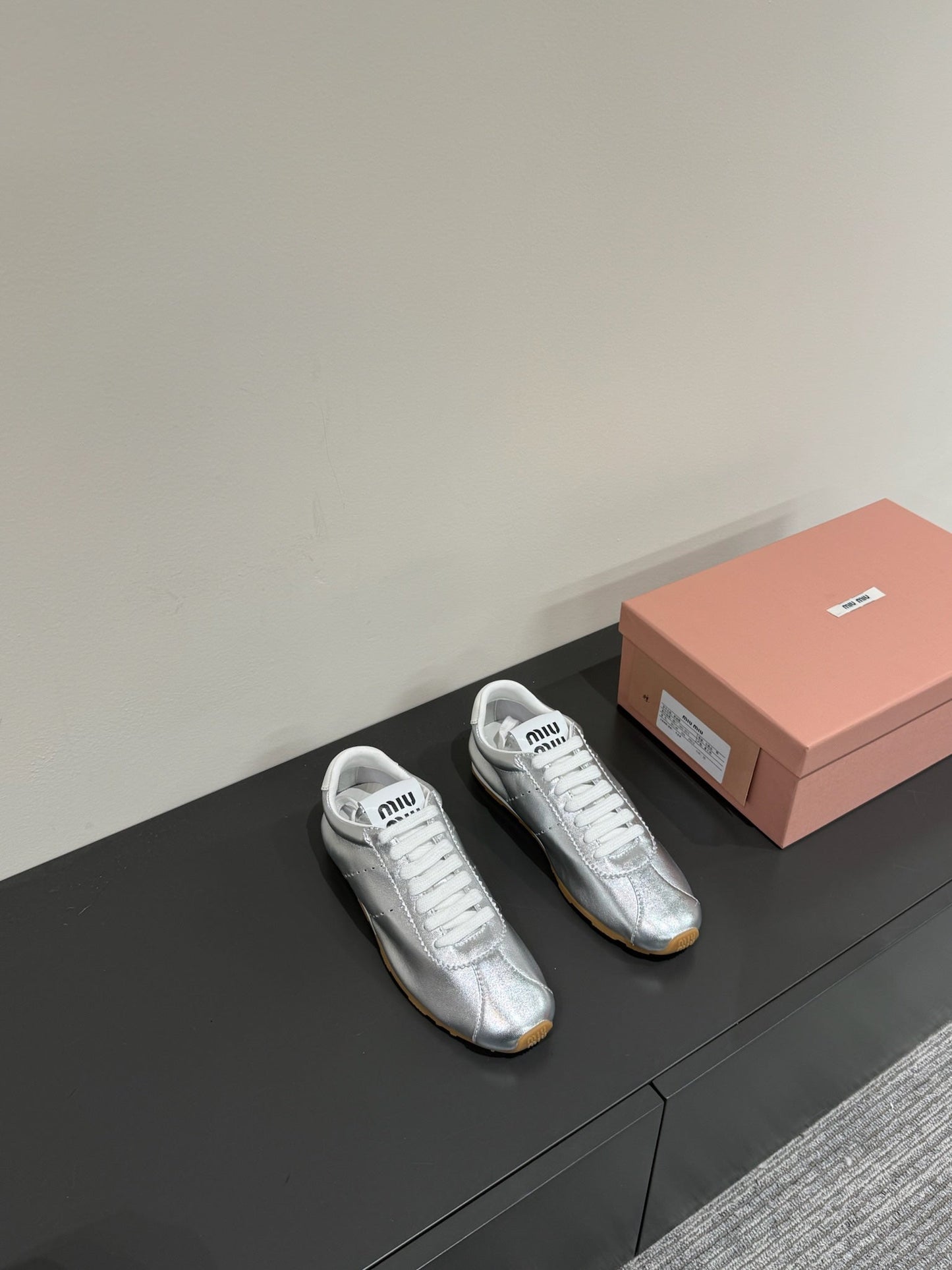 PLUME NAPPA SNEAKERS IN SILVER LAMBSKIN - 35