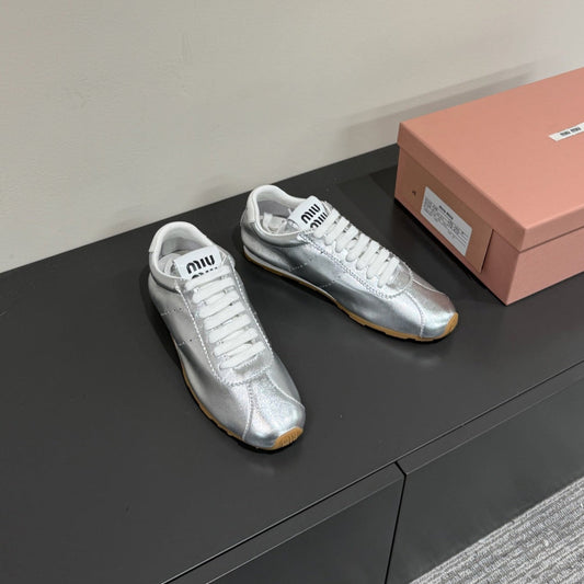 PLUME NAPPA SNEAKERS IN SILVER LAMBSKIN - 35