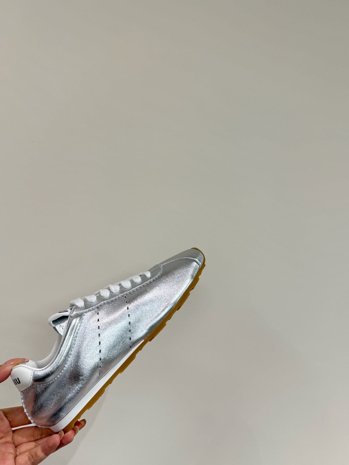 PLUME NAPPA SNEAKERS IN SILVER LAMBSKIN - 35