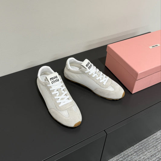 RETRO SNEAKERS IN BEIGE MESH AND SUEDE - 35