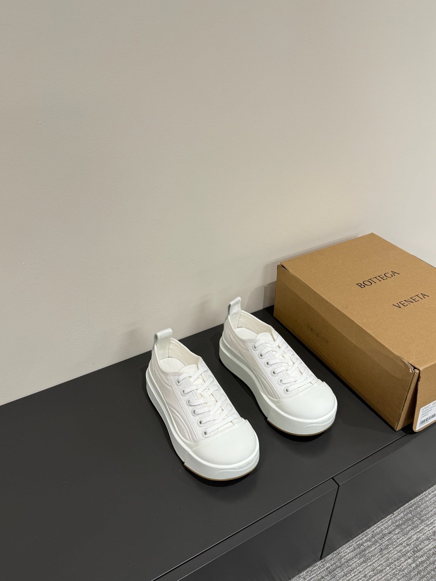 VULCAN PLATFORM SNEAKER IN WHITE CANVAS AND LAMBSKIN - 35