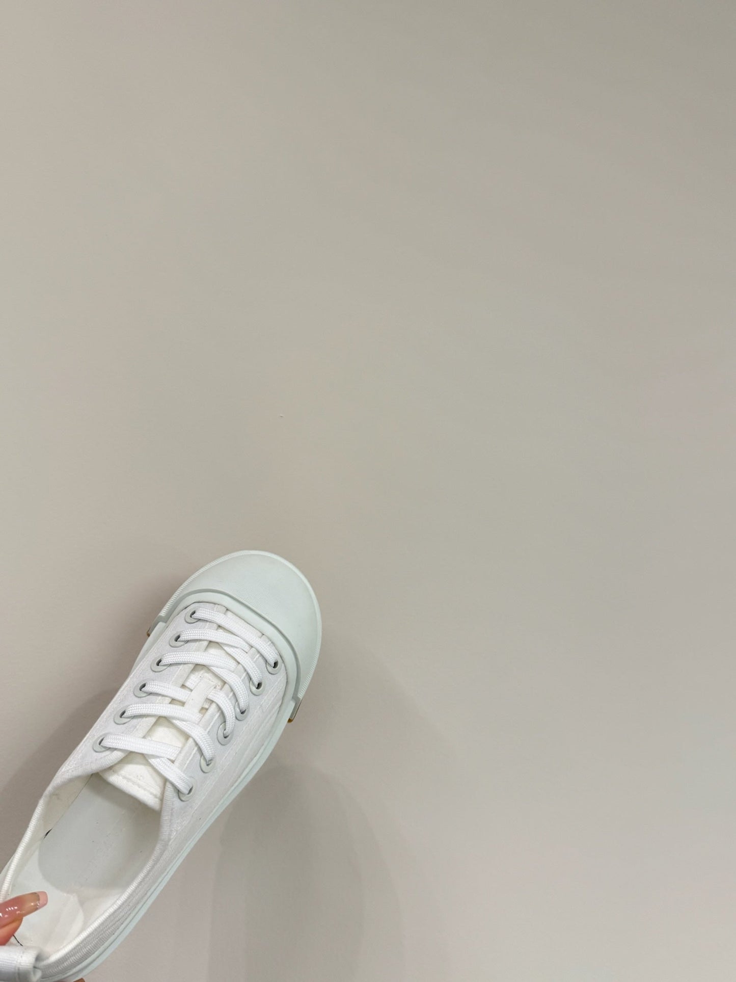 VULCAN PLATFORM SNEAKER IN WHITE CANVAS AND LAMBSKIN - 35