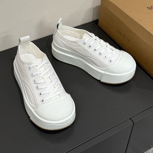 VULCAN PLATFORM SNEAKER IN WHITE CANVAS AND LAMBSKIN - 35