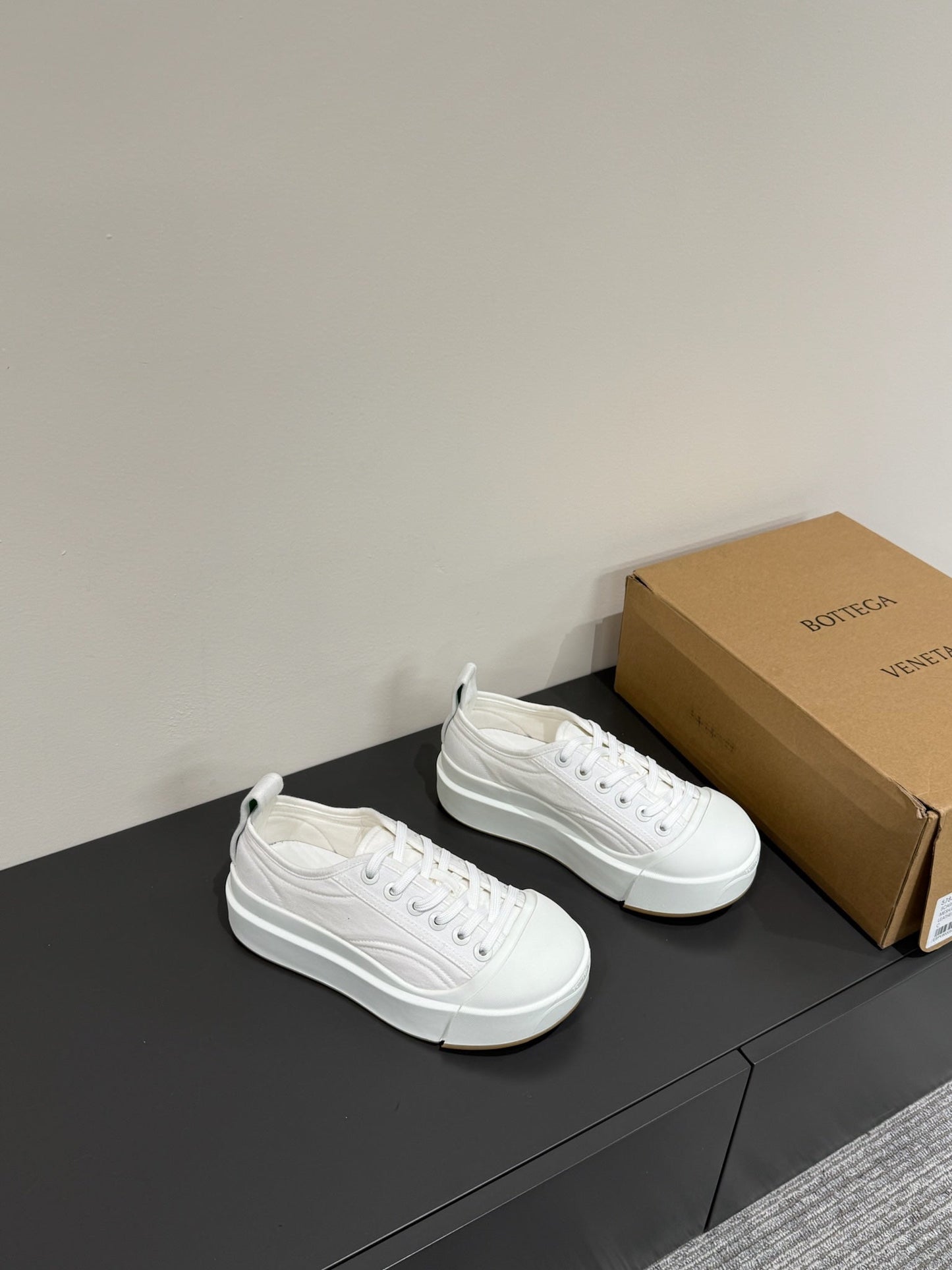 VULCAN PLATFORM SNEAKER IN WHITE CANVAS AND LAMBSKIN - 35