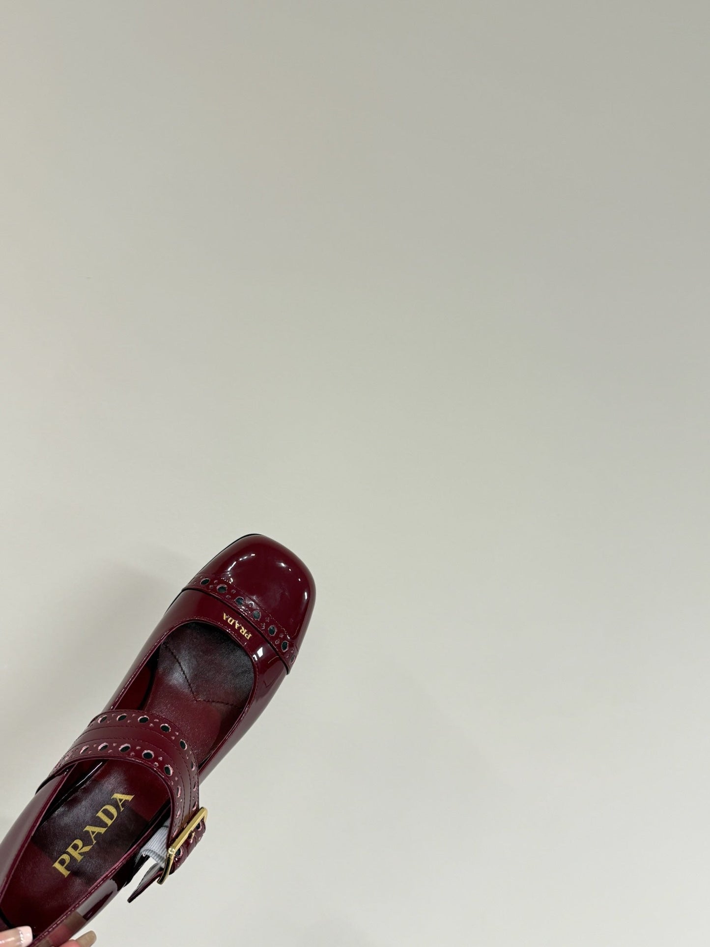 MARY JANE PUMPS IN BURGUNDY RED GLOSSY CALFSKIN - 35