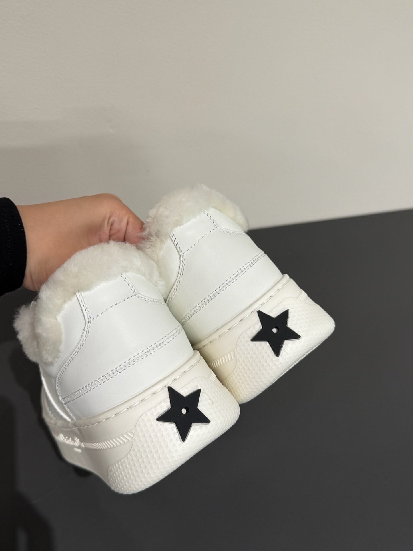STAR SNEAKER WHITE CALFSKIN AND SUEDE CALFSKIN WITH SHEARLING LINING - 35