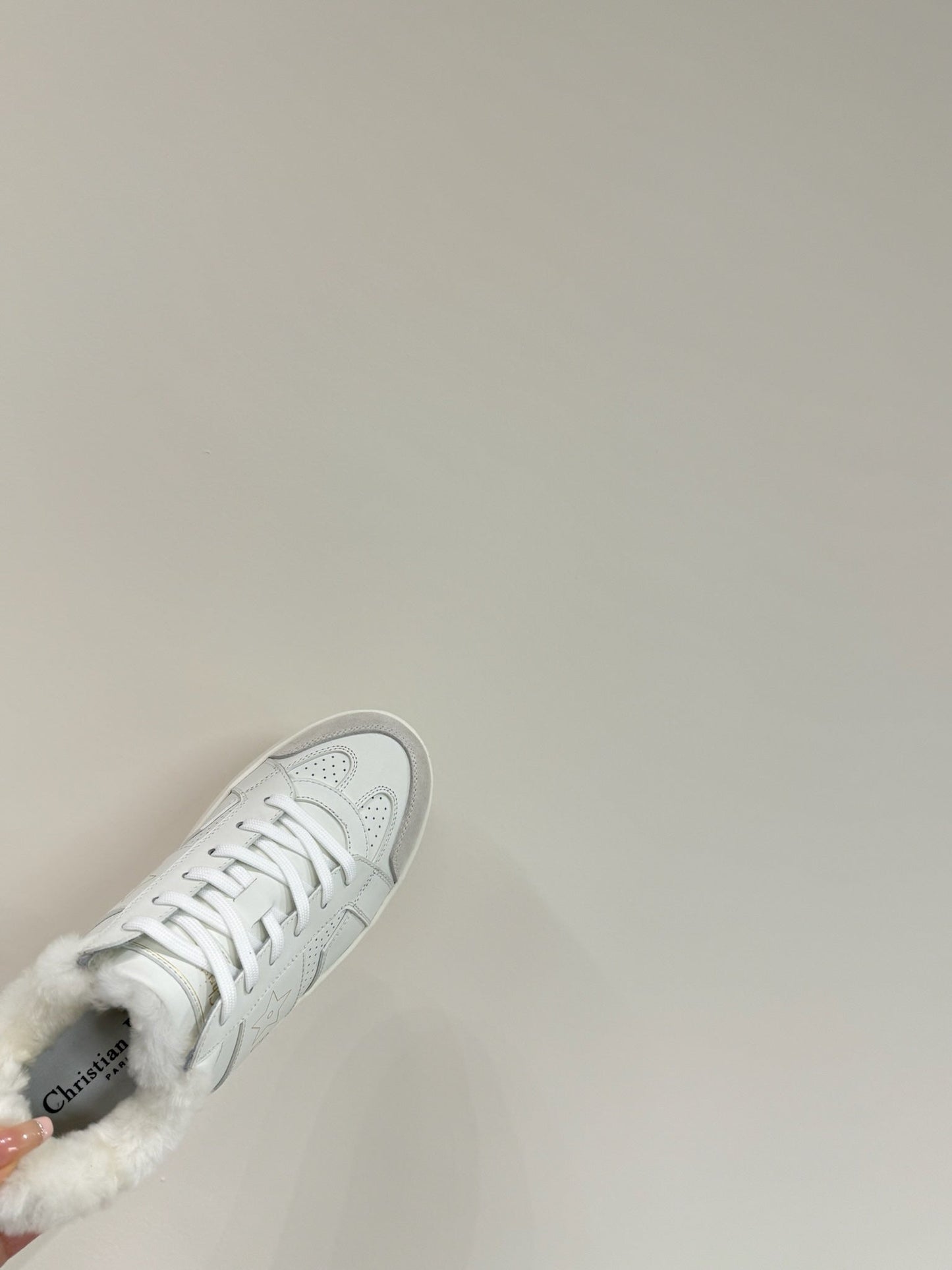 STAR SNEAKER WHITE CALFSKIN AND SUEDE CALFSKIN WITH SHEARLING LINING - 35