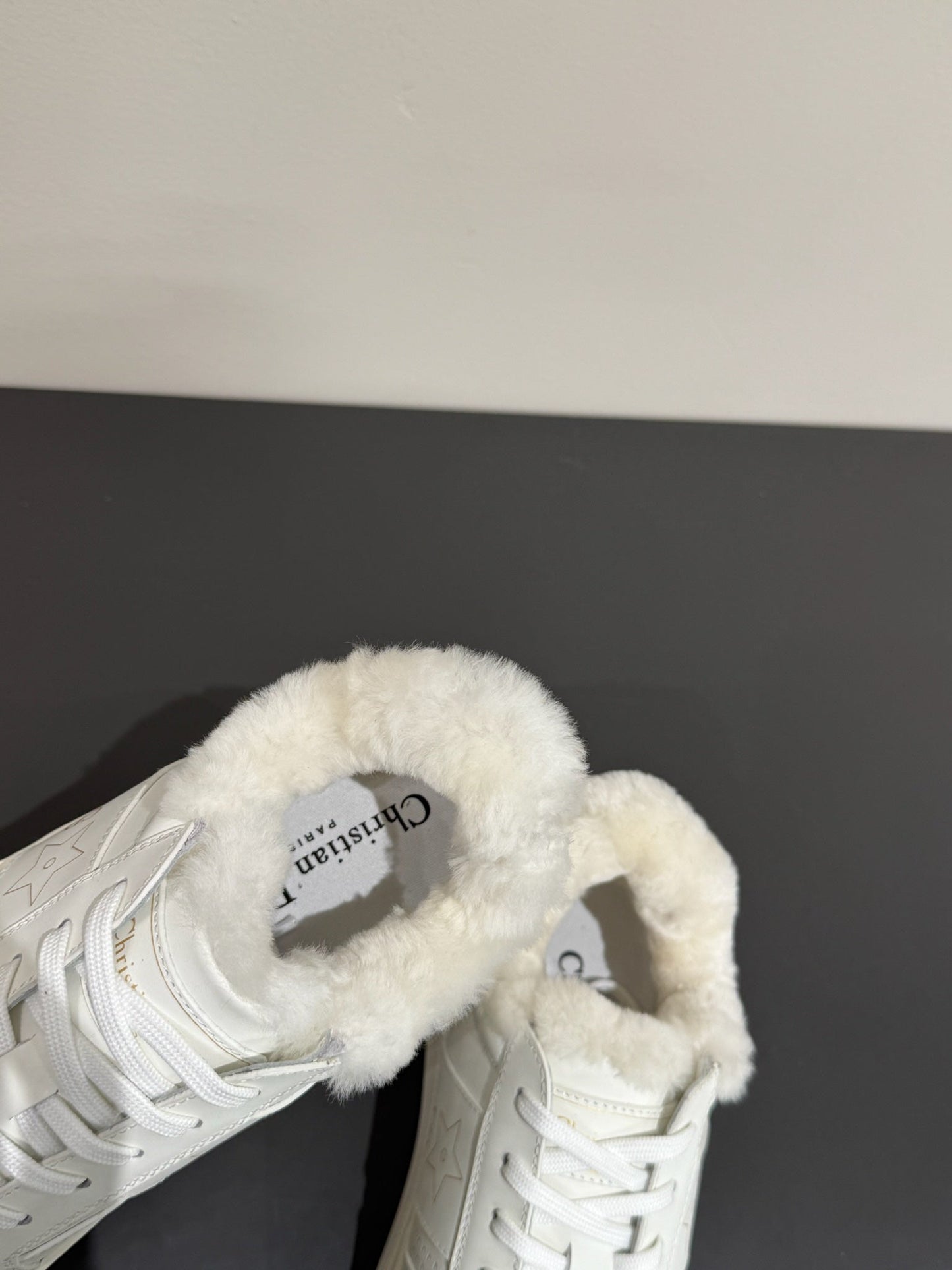 STAR SNEAKER WHITE CALFSKIN AND SUEDE CALFSKIN WITH SHEARLING LINING - 35