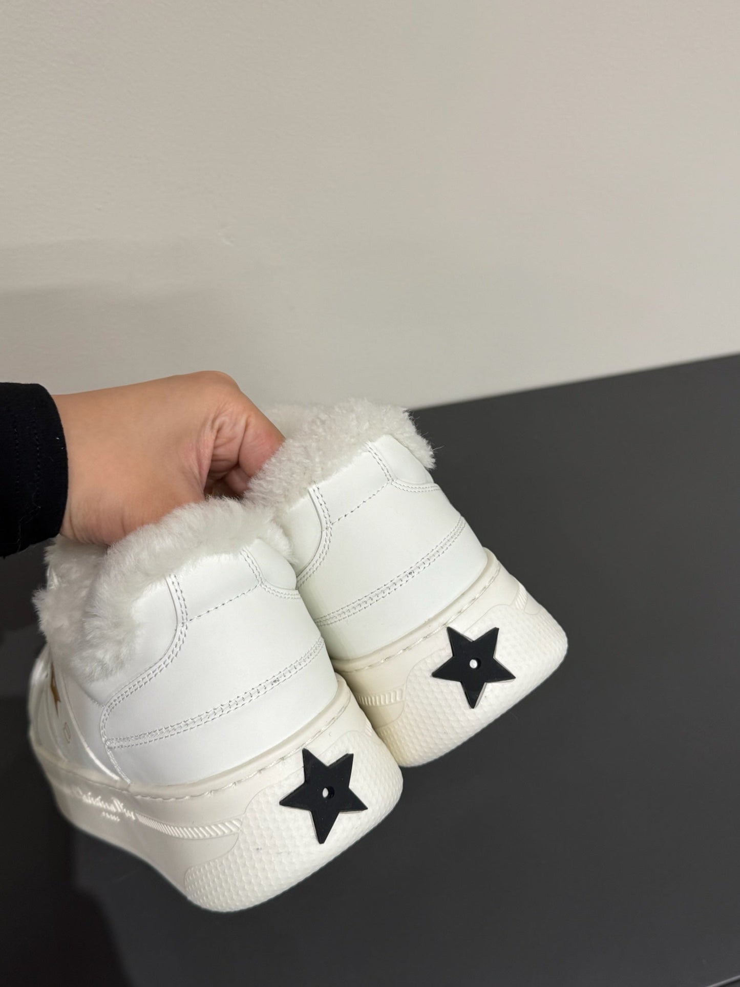 YELLOW STAR SNEAKER WHITE CALFSKIN AND SUEDE CALFSKIN WITH SHEARLING LINING - 35
