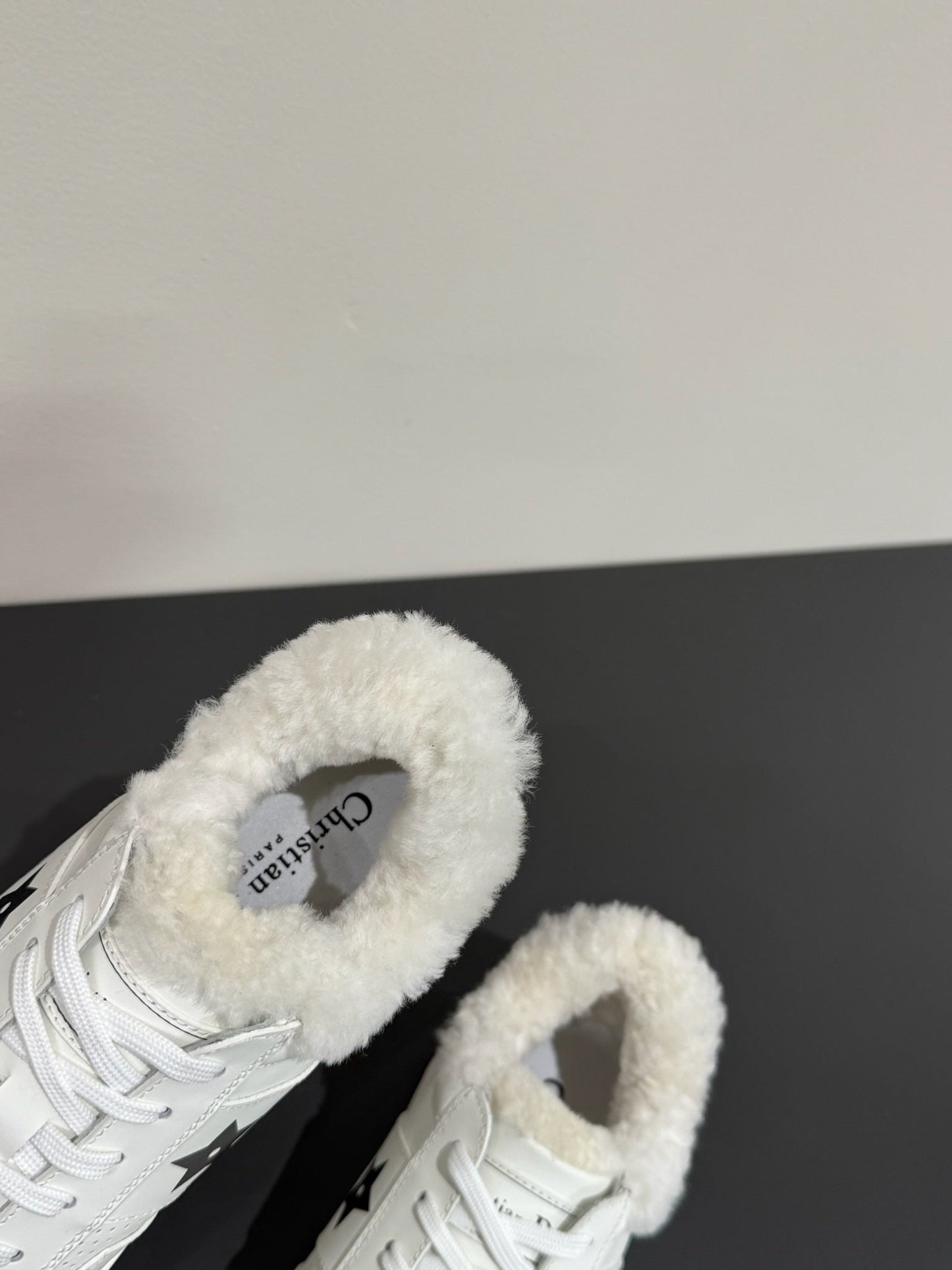 BLACK STAR SNEAKER WHITE CALFSKIN AND SUEDE CALFSKIN WITH SHEARLING LINING - 35