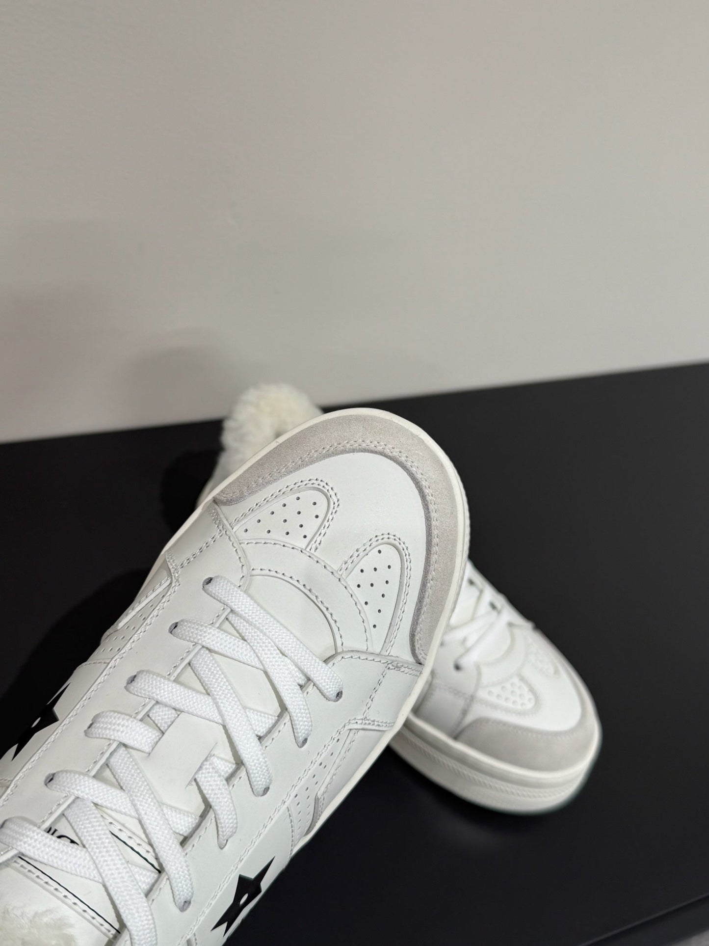 BLACK STAR SNEAKER WHITE CALFSKIN AND SUEDE CALFSKIN WITH SHEARLING LINING - 35