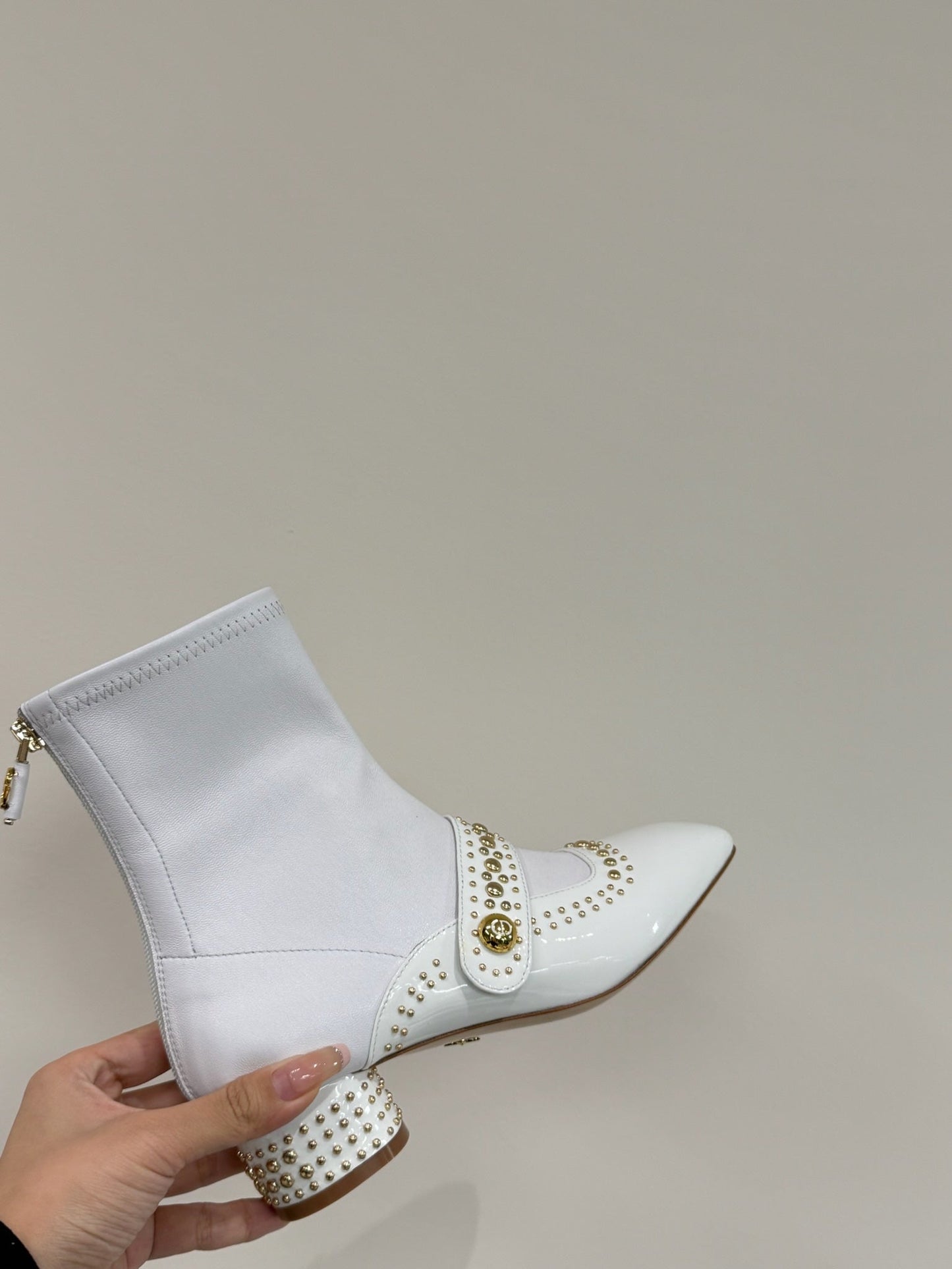 BELLE-D HEELED ANKLE BOOT WHITE PATENT CALFSKIN - 35