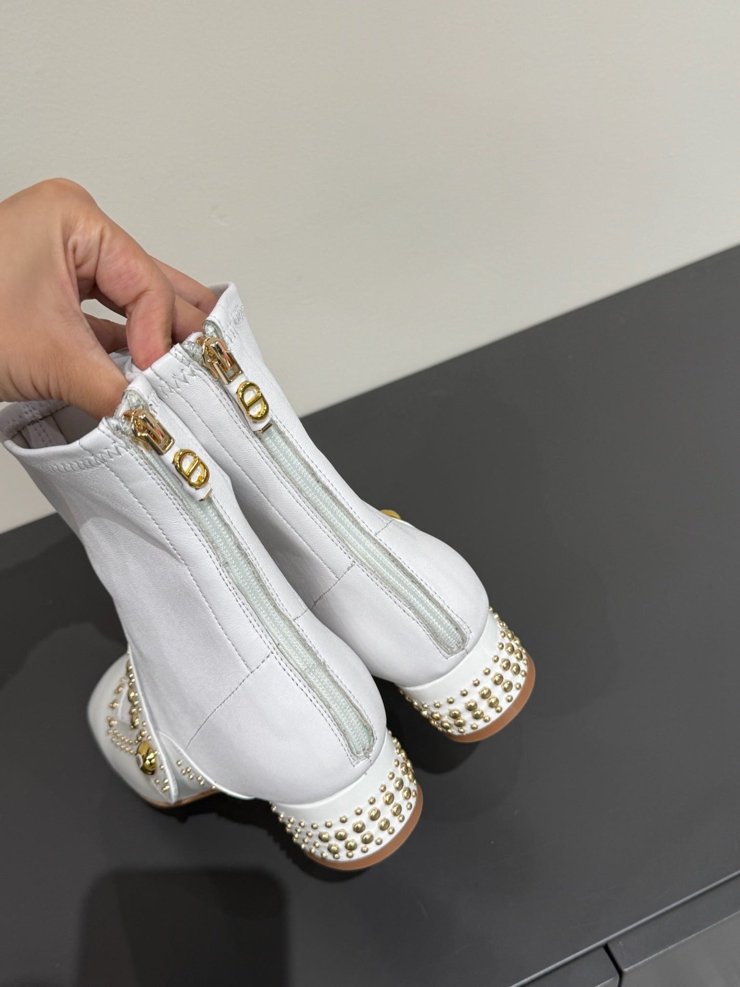 BELLE-D HEELED ANKLE BOOT WHITE PATENT CALFSKIN - 35
