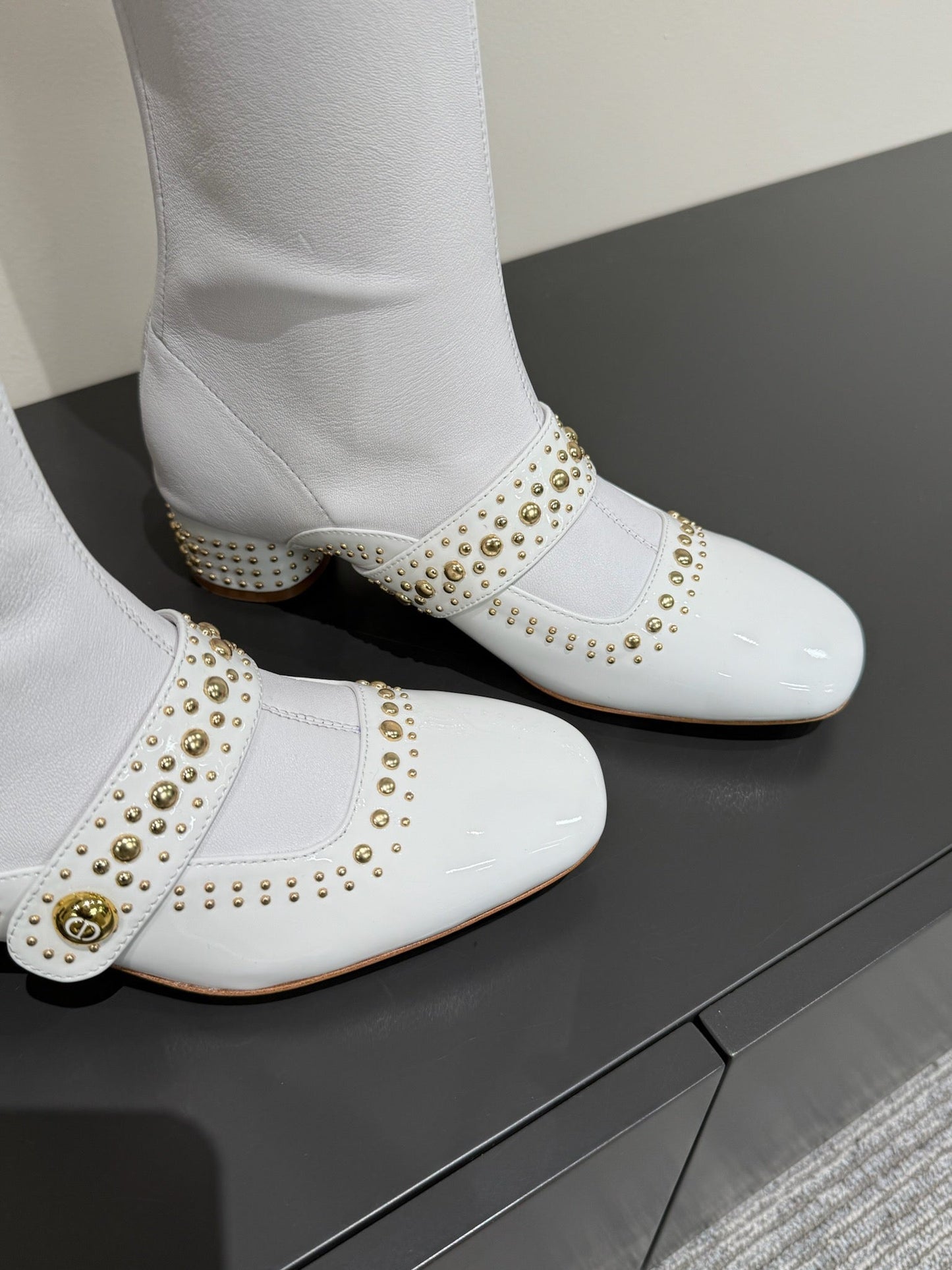 BELLE-D HEELED BOOT WHITE PATENT CALFSKIN - 35