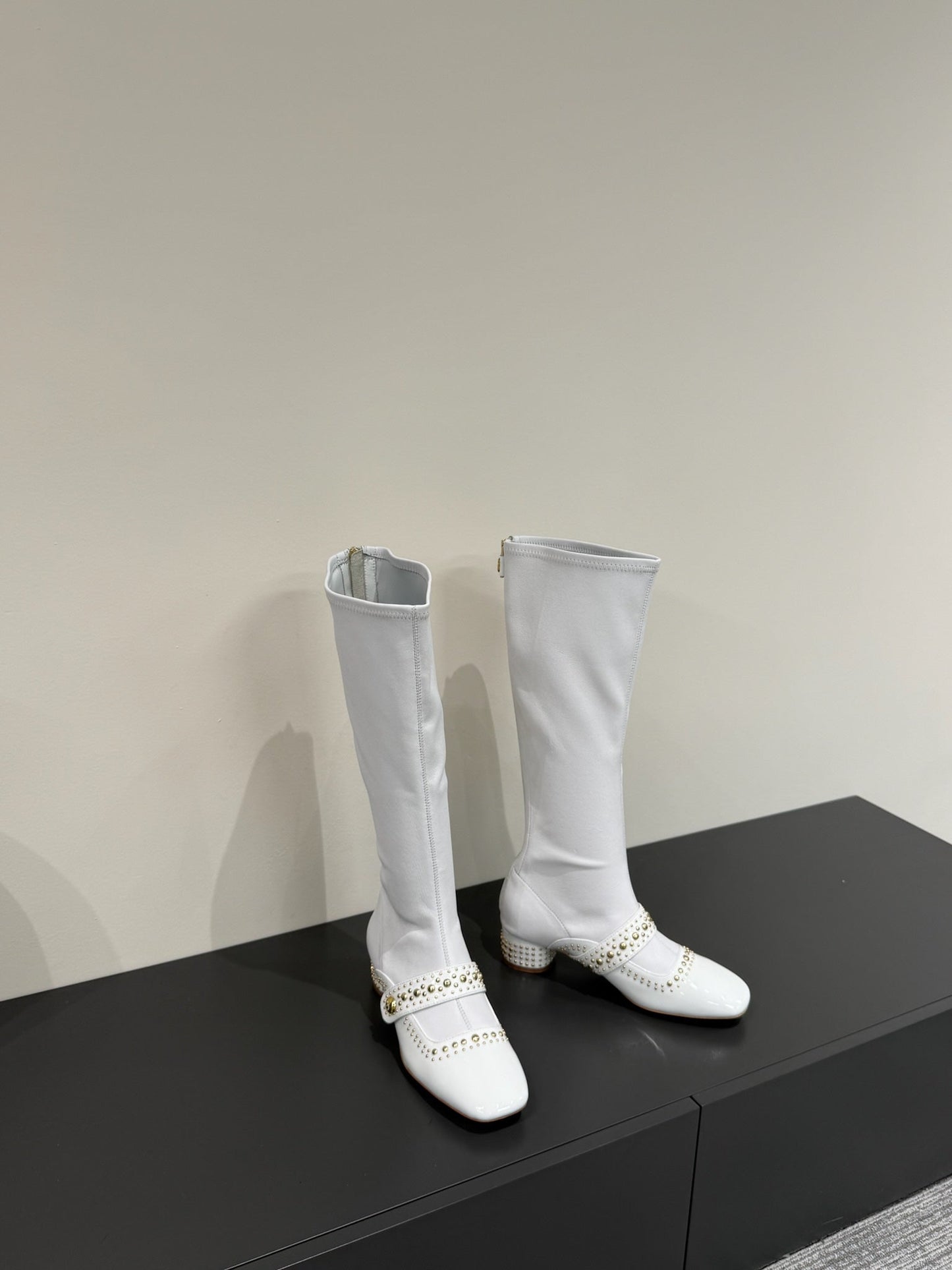 BELLE-D HEELED BOOT WHITE PATENT CALFSKIN - 35