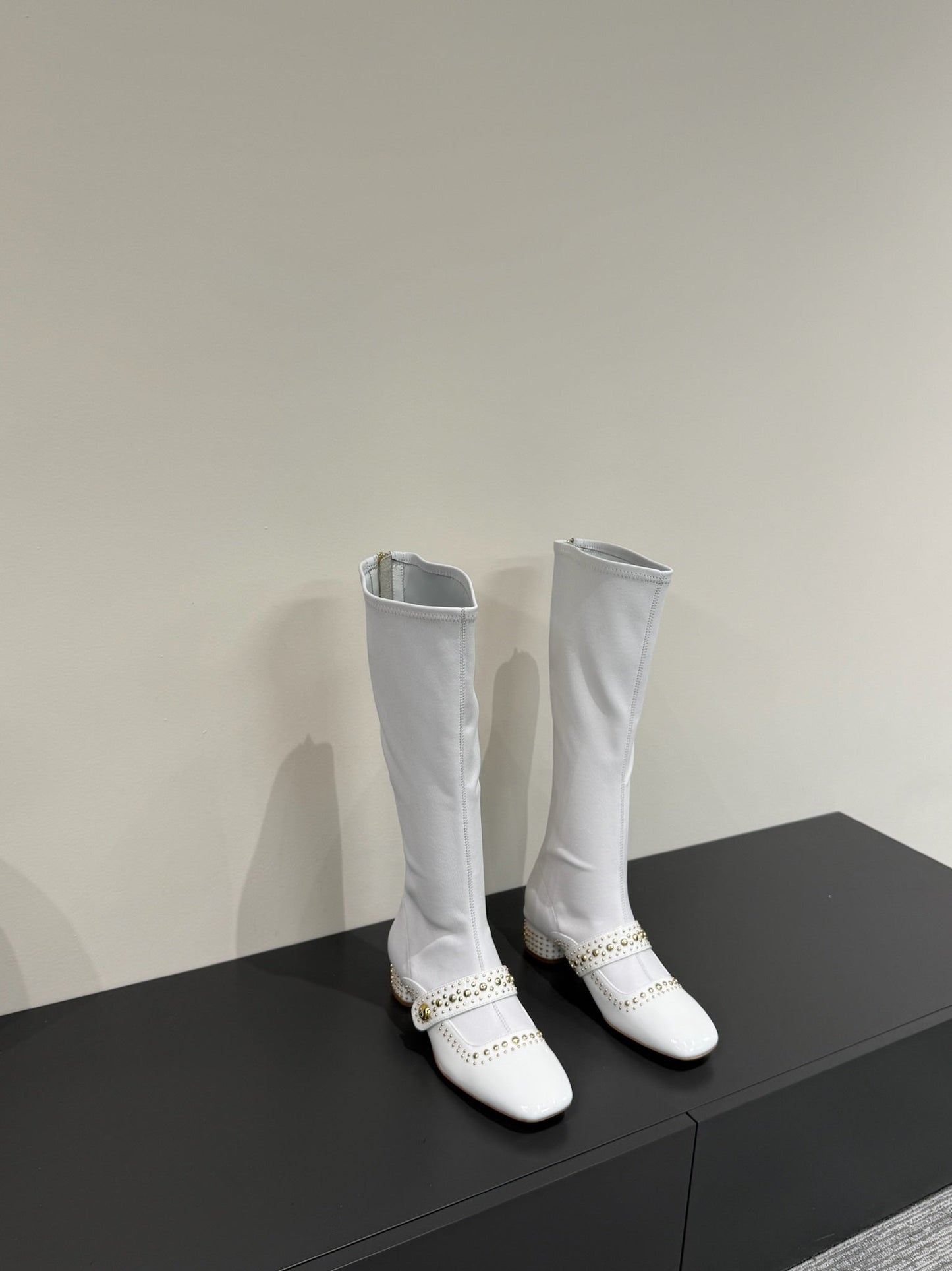 BELLE-D HEELED BOOT WHITE PATENT CALFSKIN - 35