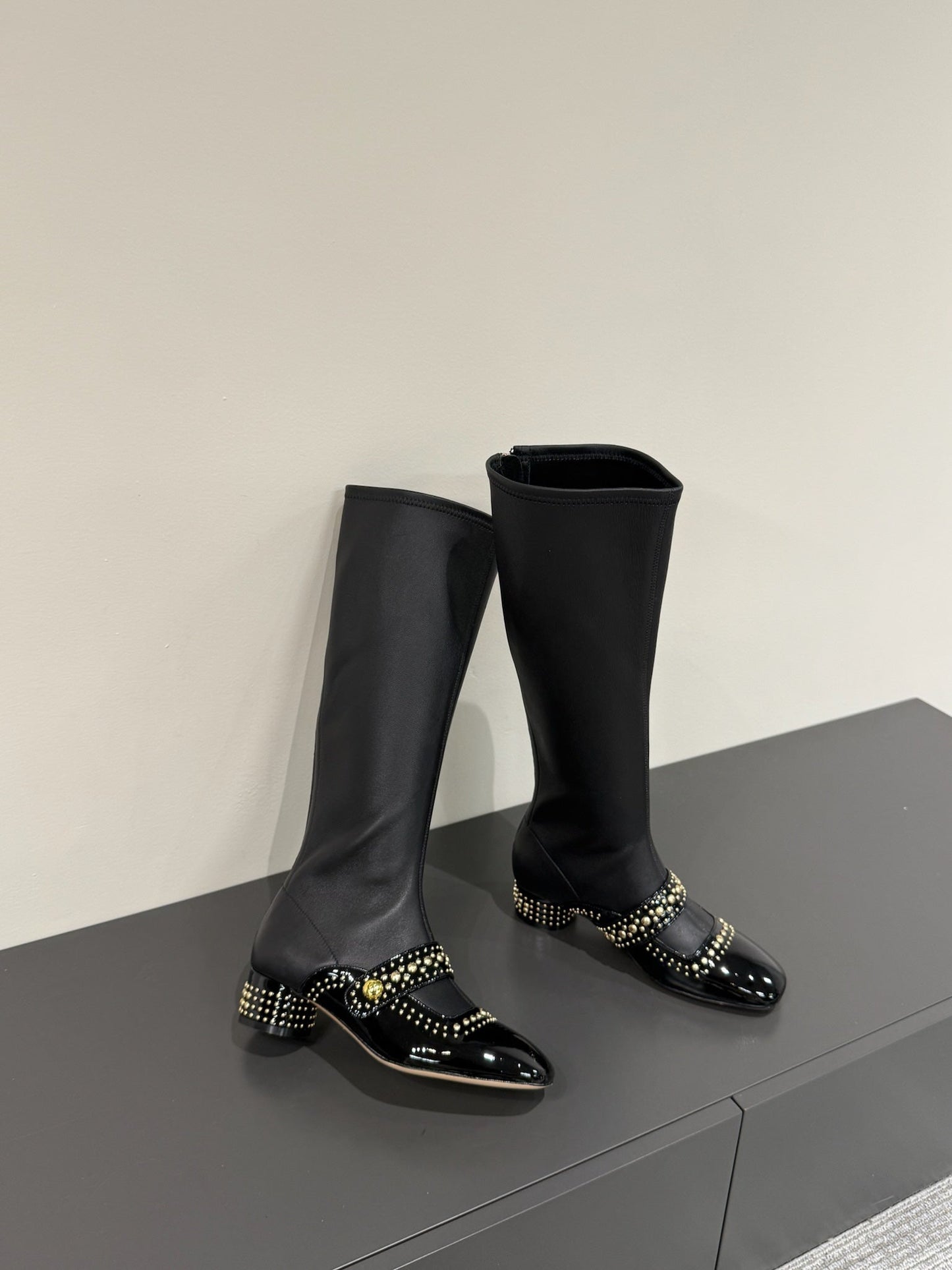 BELLE-D HEELED BOOT BLACK PATENT CALFSKIN - 35