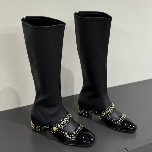 BELLE-D HEELED BOOT BLACK PATENT CALFSKIN - 35