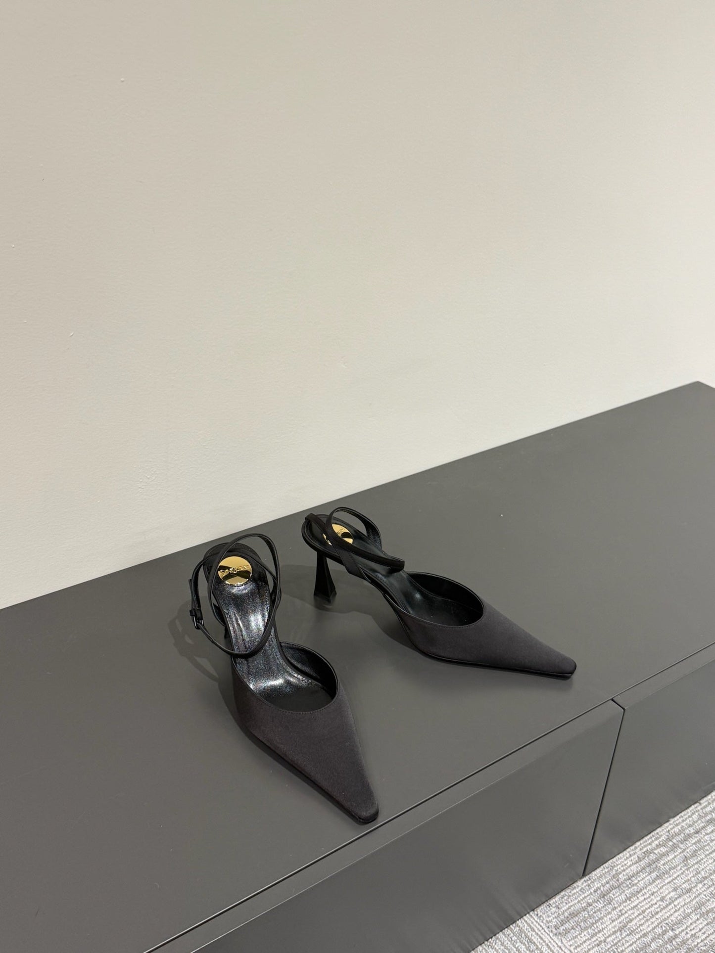 AIMÉE SLINGBACK PUMPS IN BLACK SATIN - 35