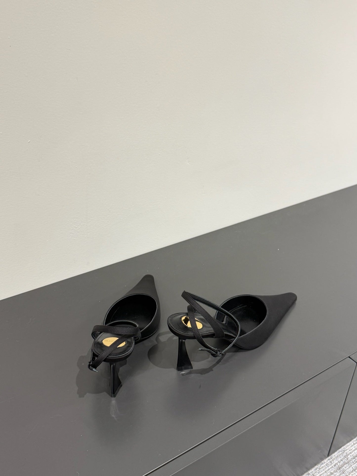 AIMÉE SLINGBACK PUMPS IN BLACK SATIN - 35