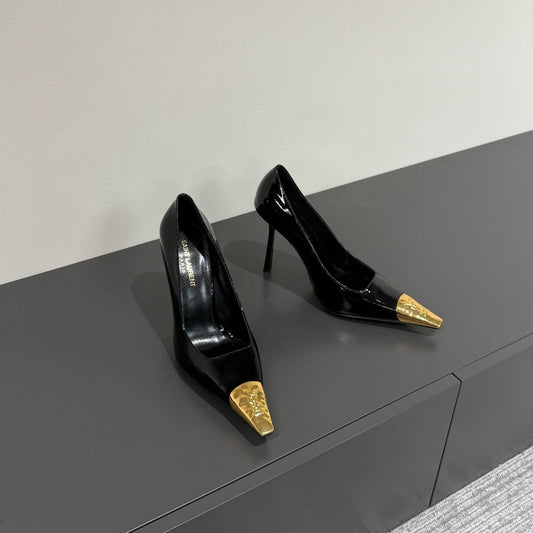 JEANNE HIGH PUMPS IN BLACK PATENT CALFSKIN - 35