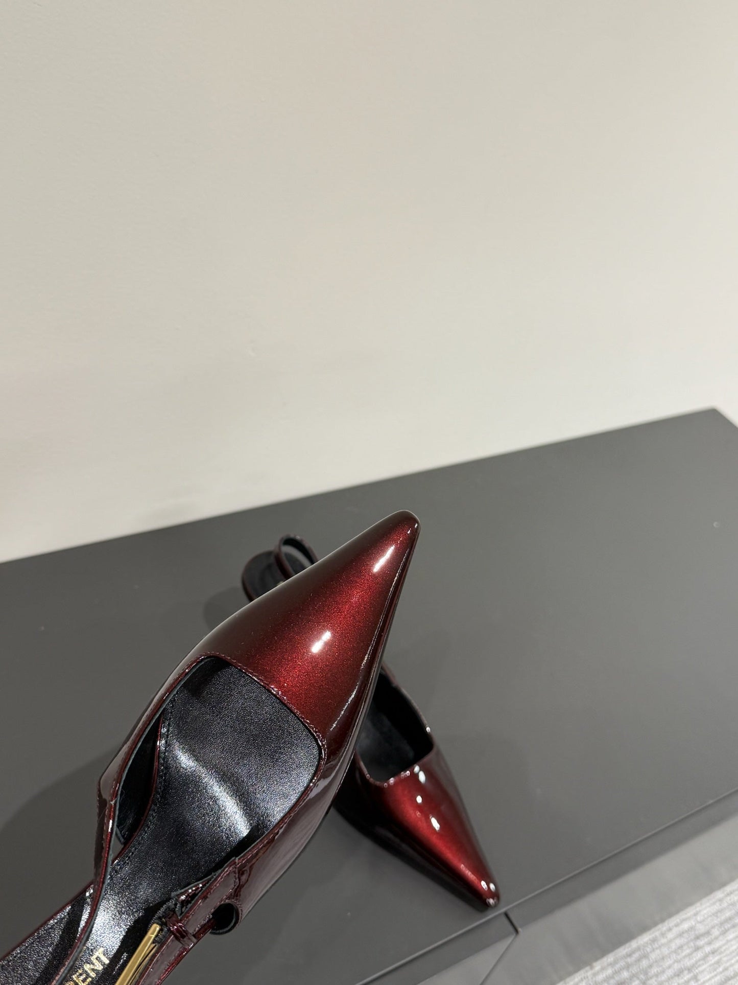 LEE SLINGBACK MID PUMPS IN WINE RED SHINY CALFSKIN - 35