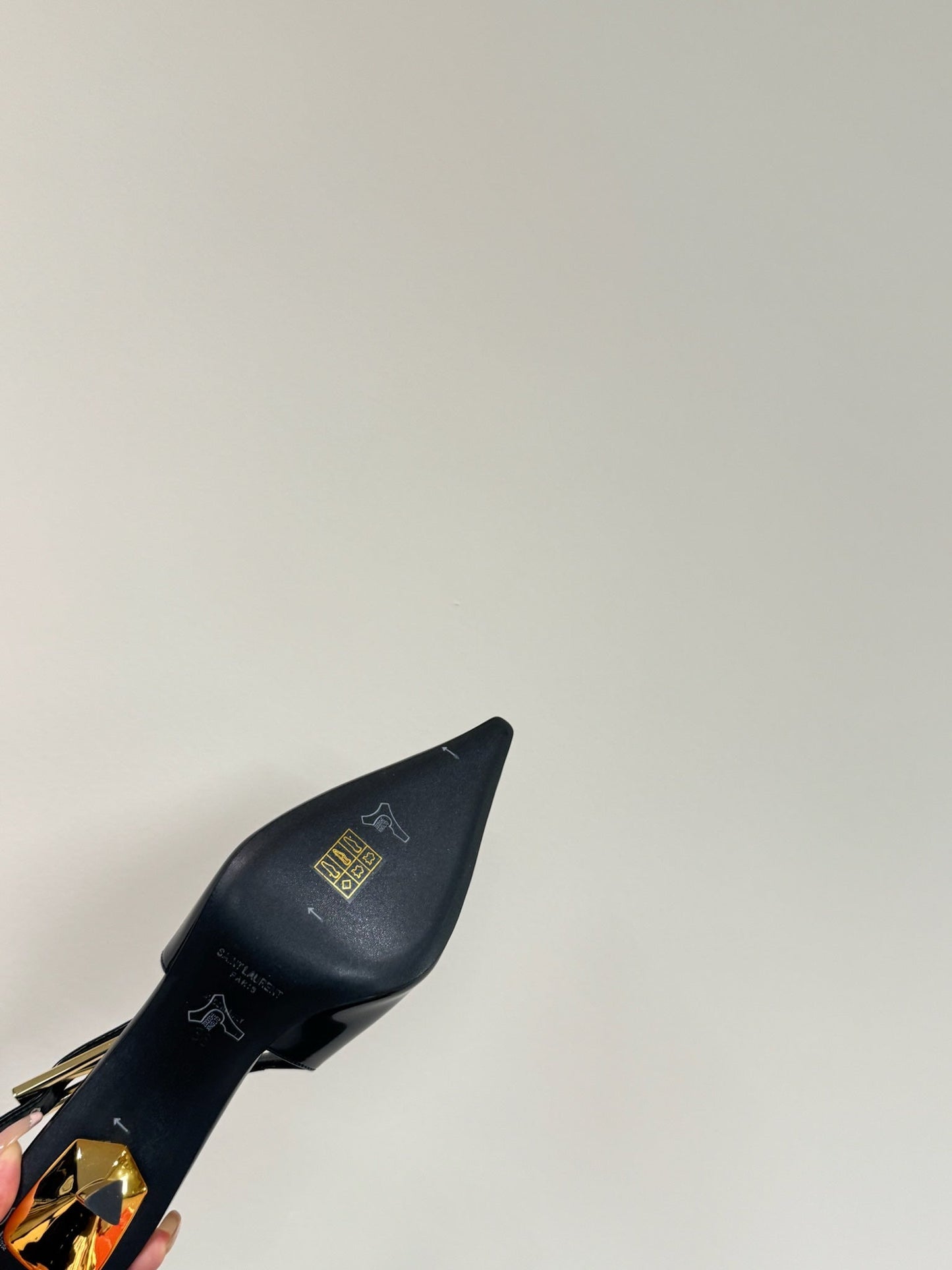 LEE SLINGBACK PUMPS 75 MM IN BLACK PATENT CALFSKIN - 35