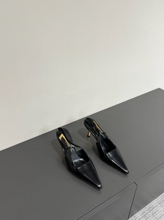 LEE SLINGBACK PUMPS 75 MM IN BLACK PATENT CALFSKIN - 35