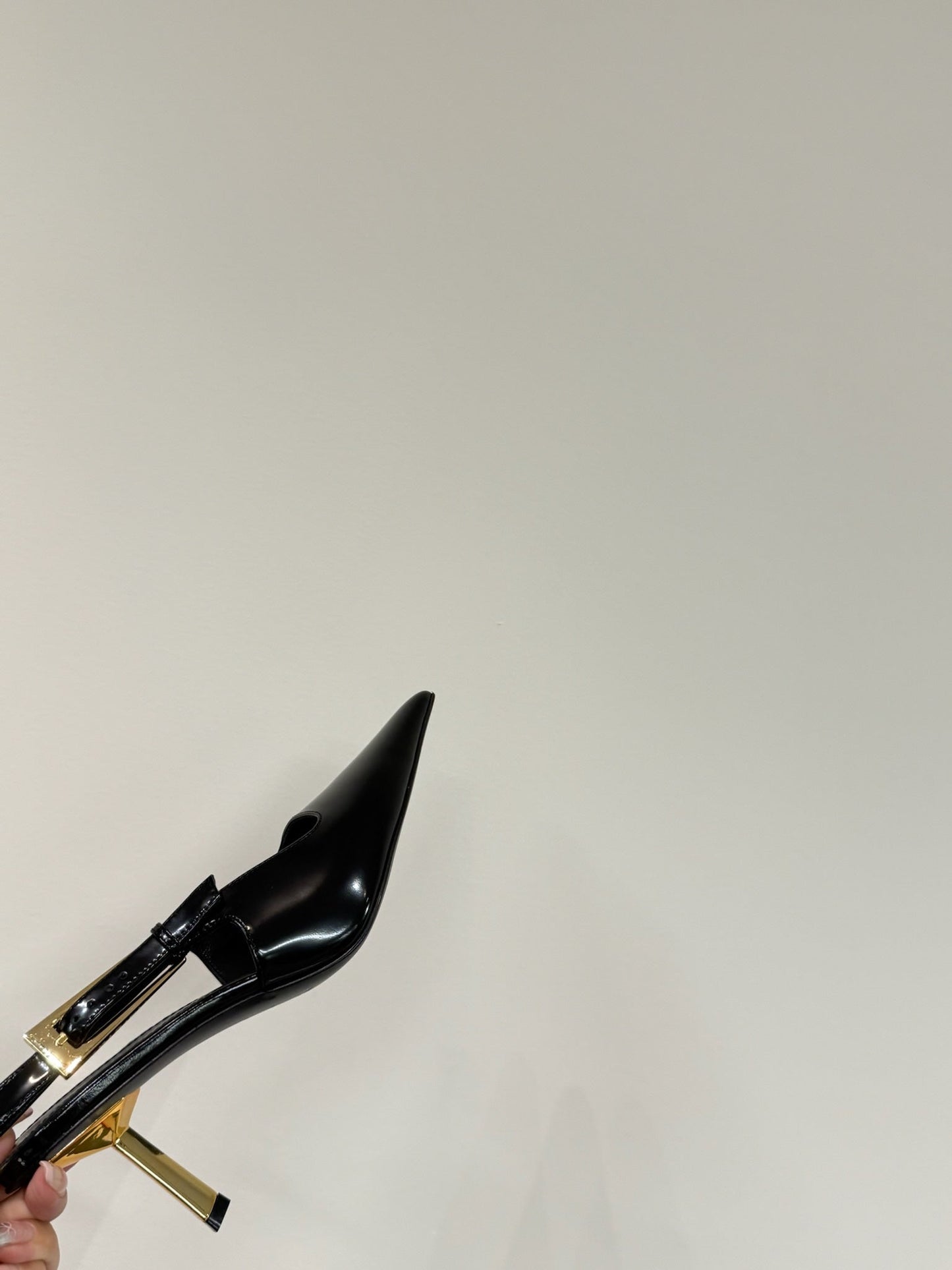 LEE SLINGBACK MID PUMPS IN BLACK SHINY CALFSKIN - 35