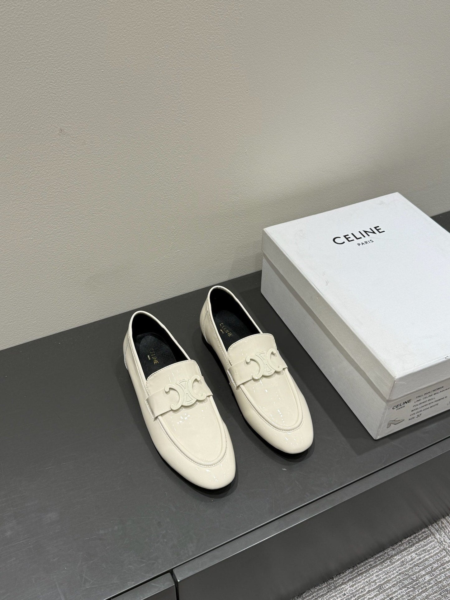 TRIOMPHE LOAFERS IN WHITE PATENT CALFSKIN - 35