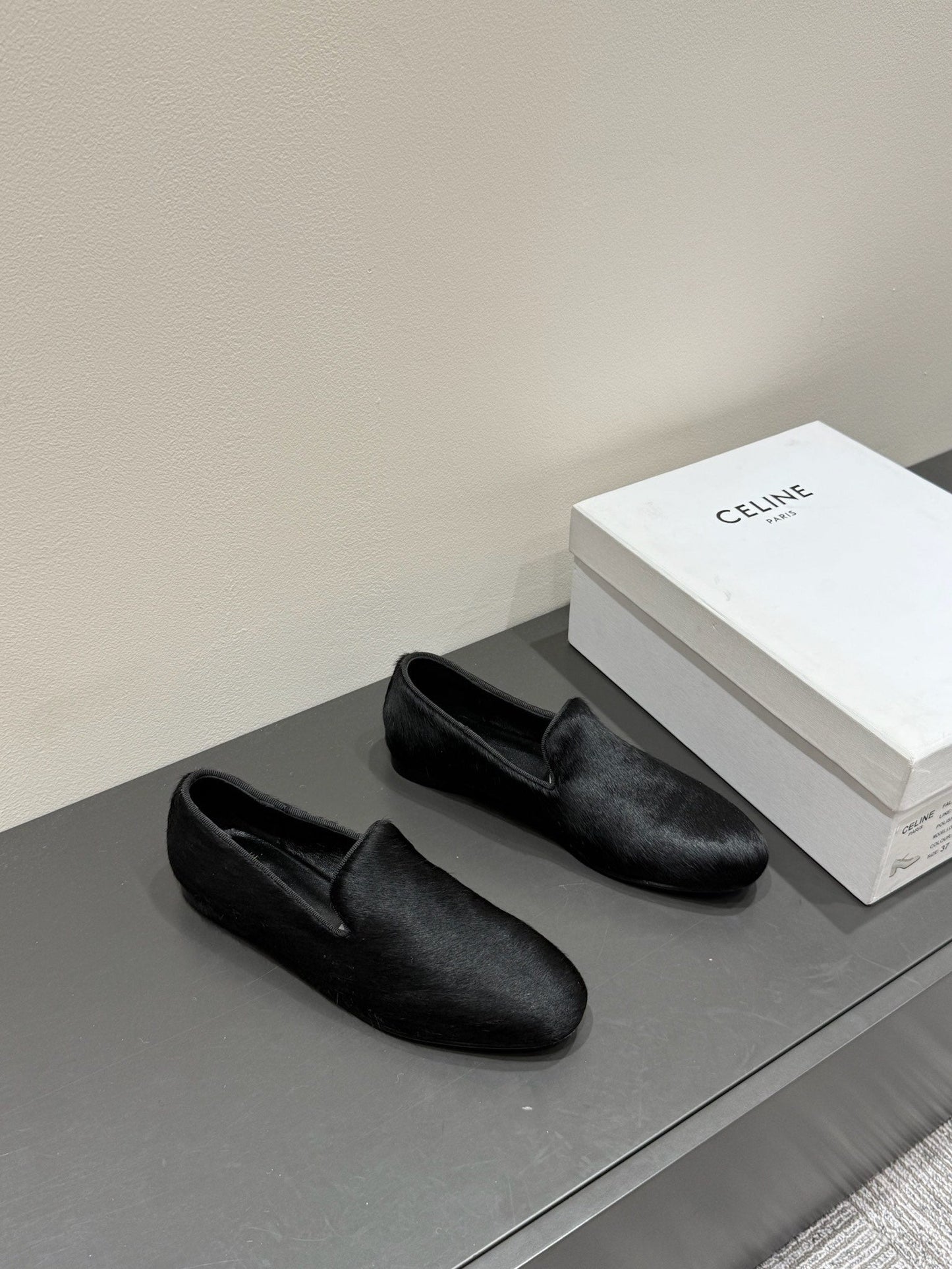 FURRY LOAFERS IN BLACK CALF HAIR - 35