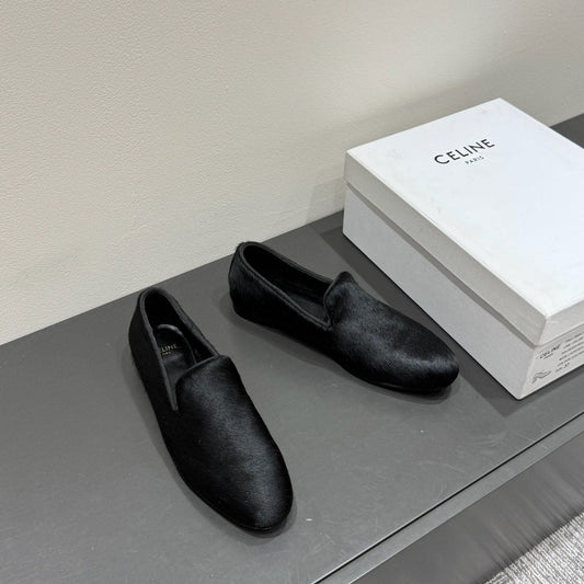 FURRY LOAFERS IN BLACK CALF HAIR - 35