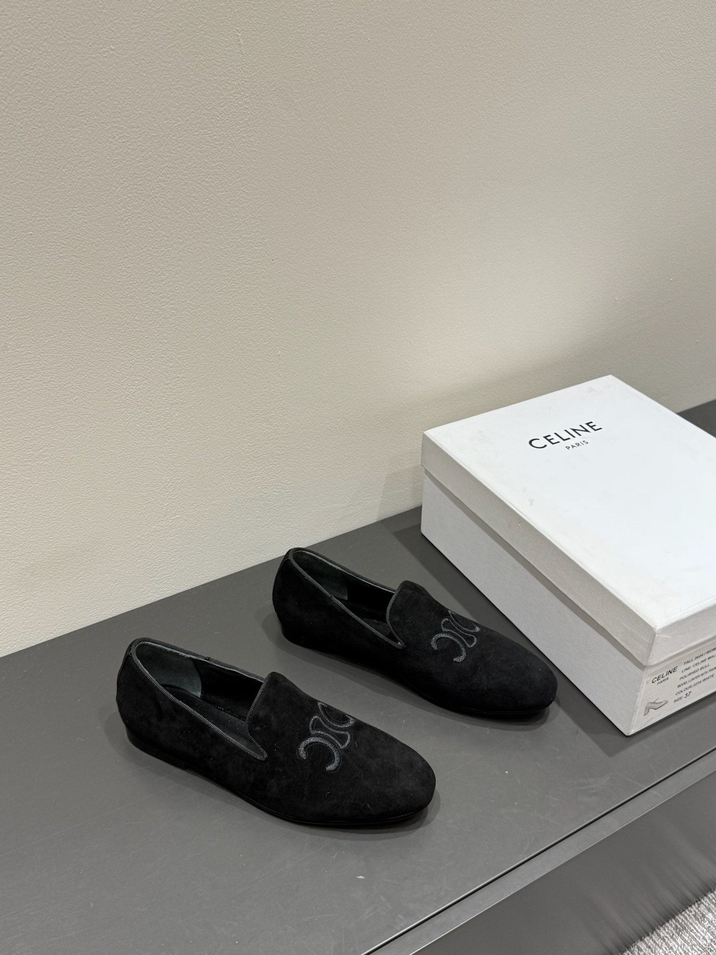 LOAFERS IN BLACK SUEDE EMBROIDERED LOGO - 35