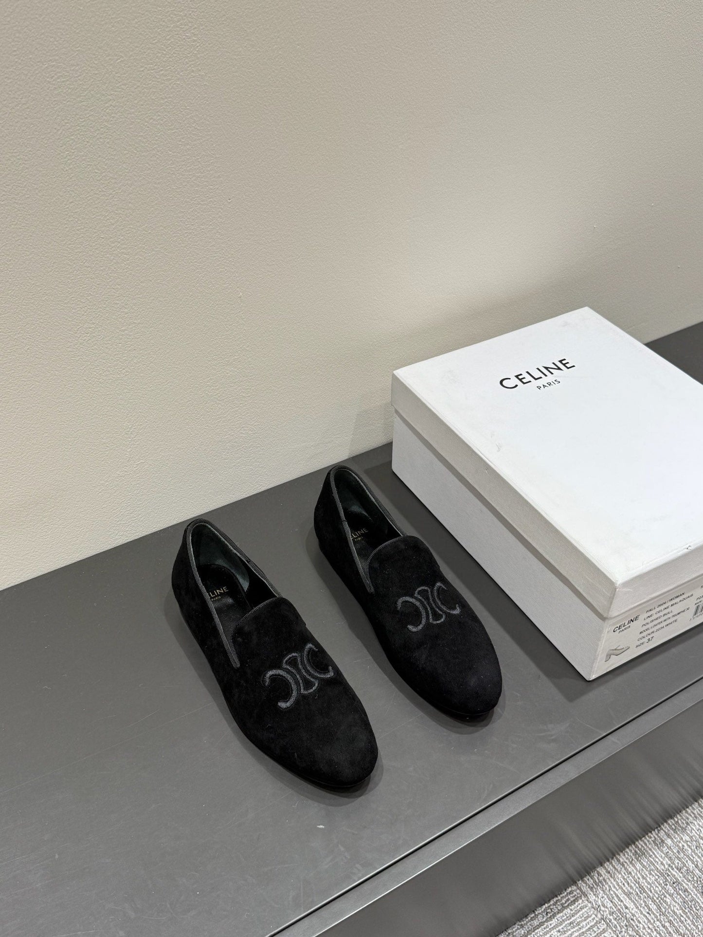 LOAFERS IN BLACK SUEDE EMBROIDERED LOGO - 35