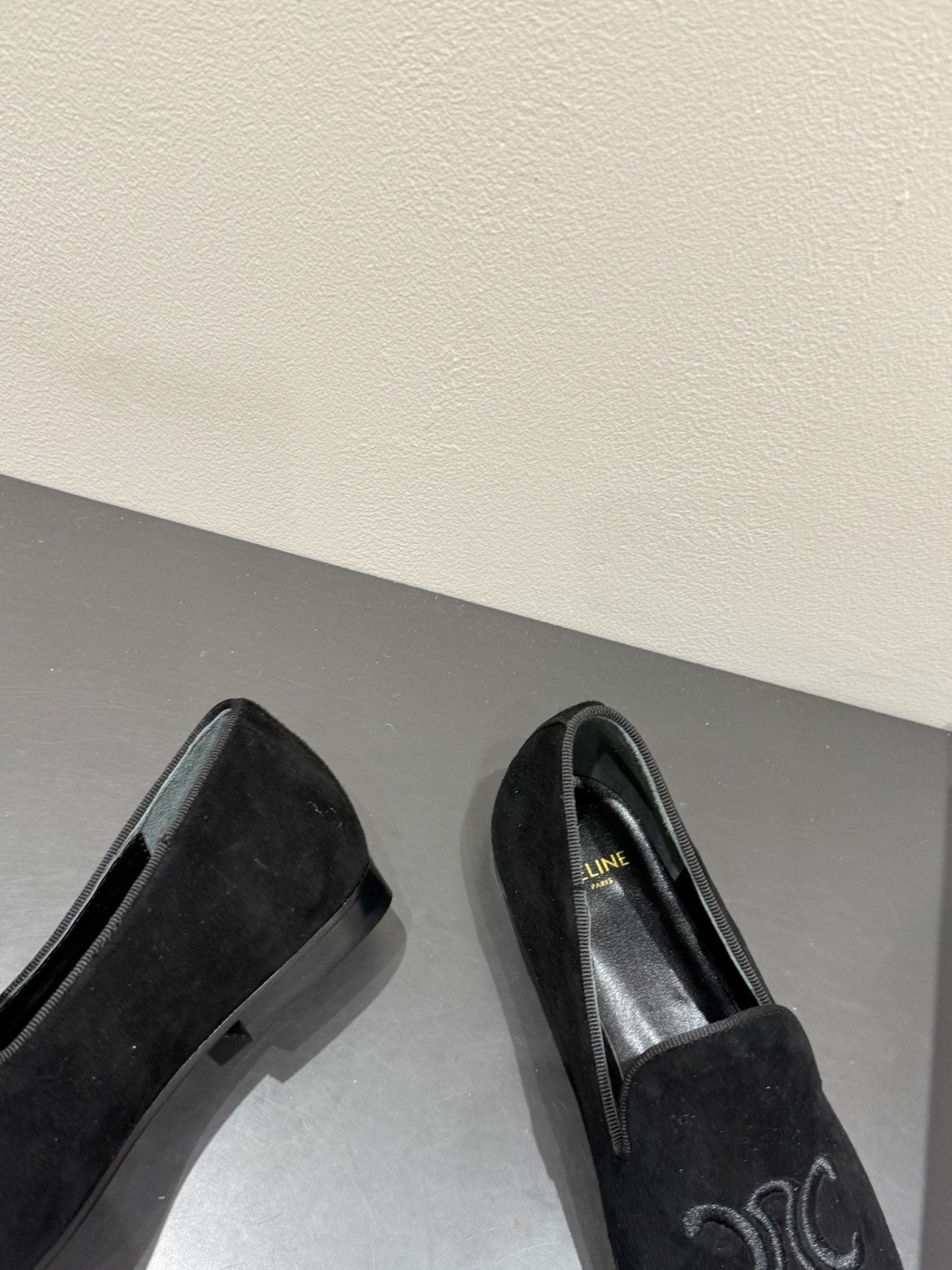 LOAFERS IN BLACK SUEDE EMBROIDERED LOGO - 35