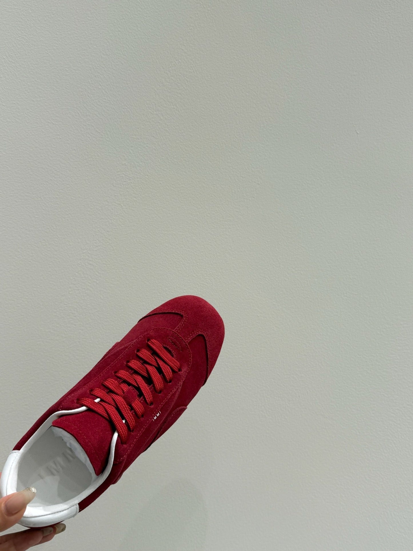 LACE-UP SNEAKER IN RED SUEDE - 35