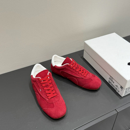 LACE-UP SNEAKER IN RED SUEDE - 35