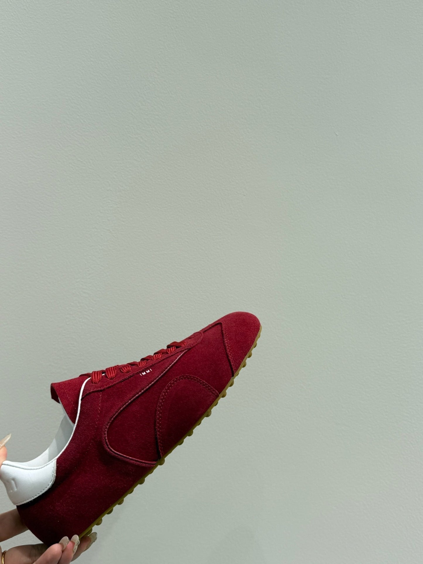 LACE-UP SNEAKER IN RED SUEDE - 35
