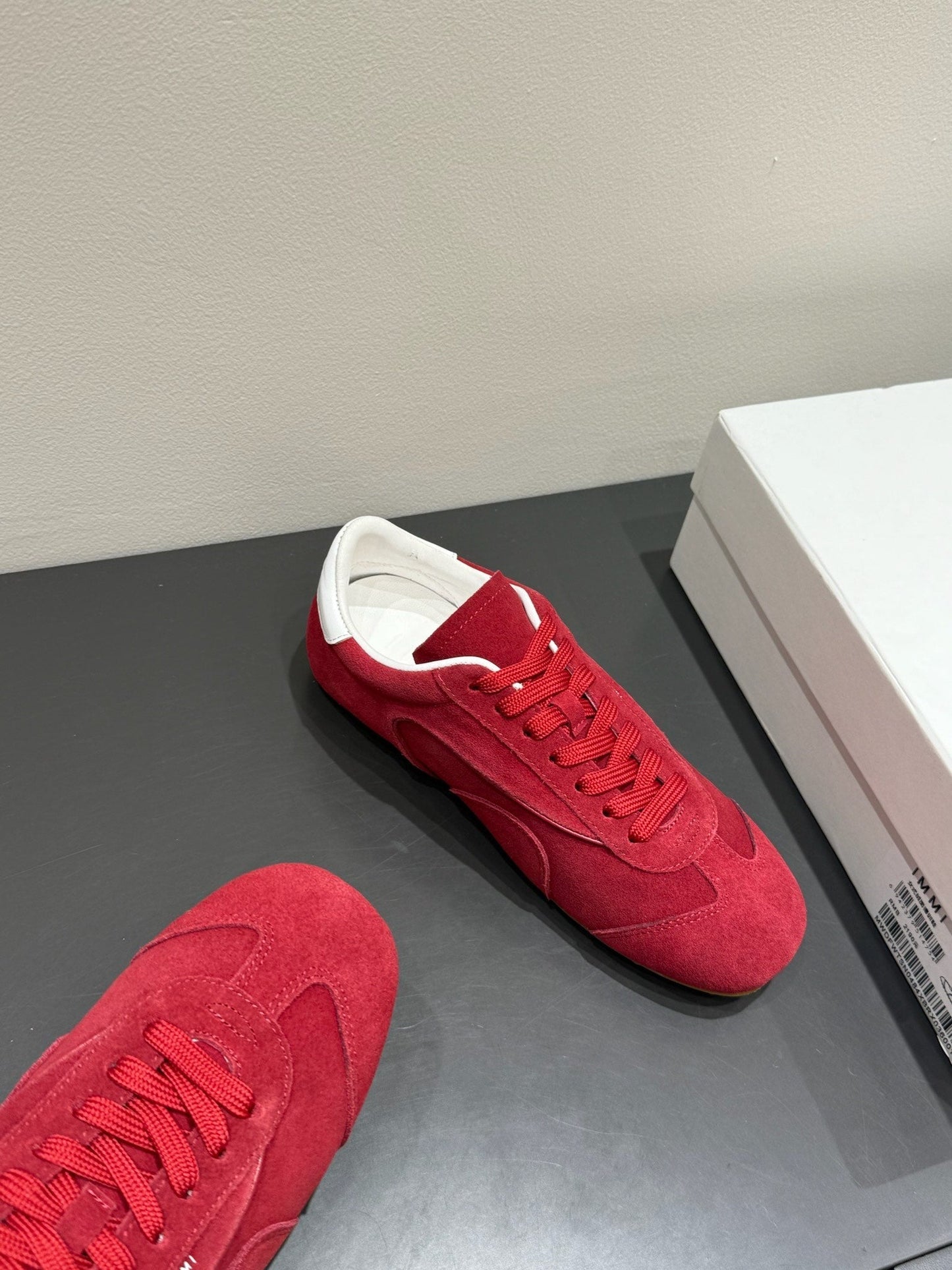 LACE-UP SNEAKER IN RED SUEDE - 35