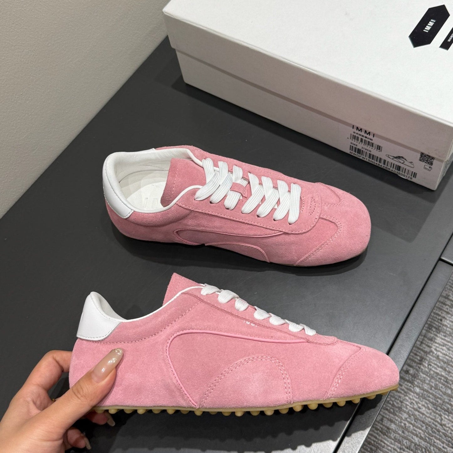 LACE-UP SNEAKER IN PINK SUEDE - 35