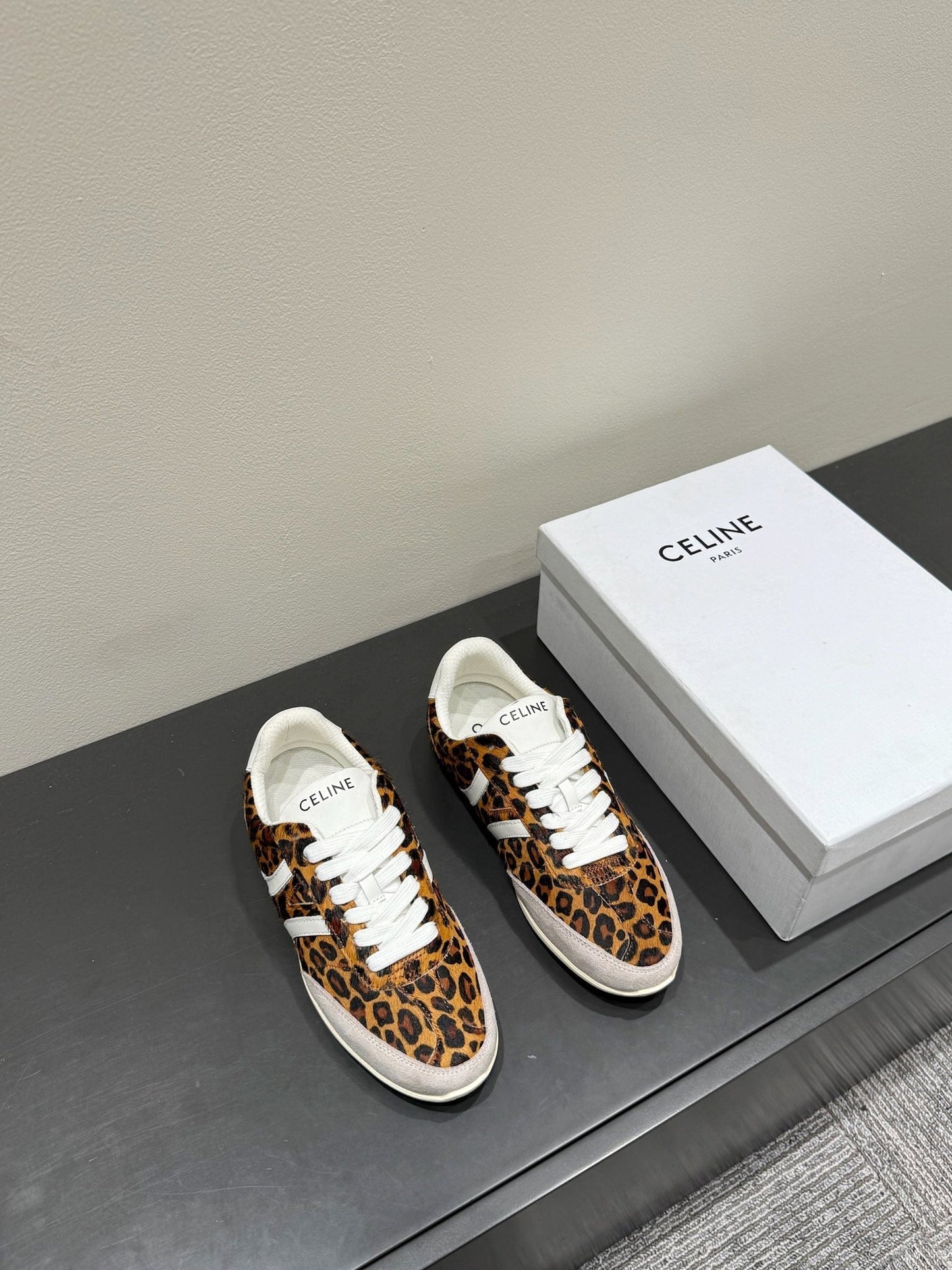 JOGGER LOW LACE-UP SNEAKER IN LEOPARD PRINTED HAIRY CALFSKIN - 35