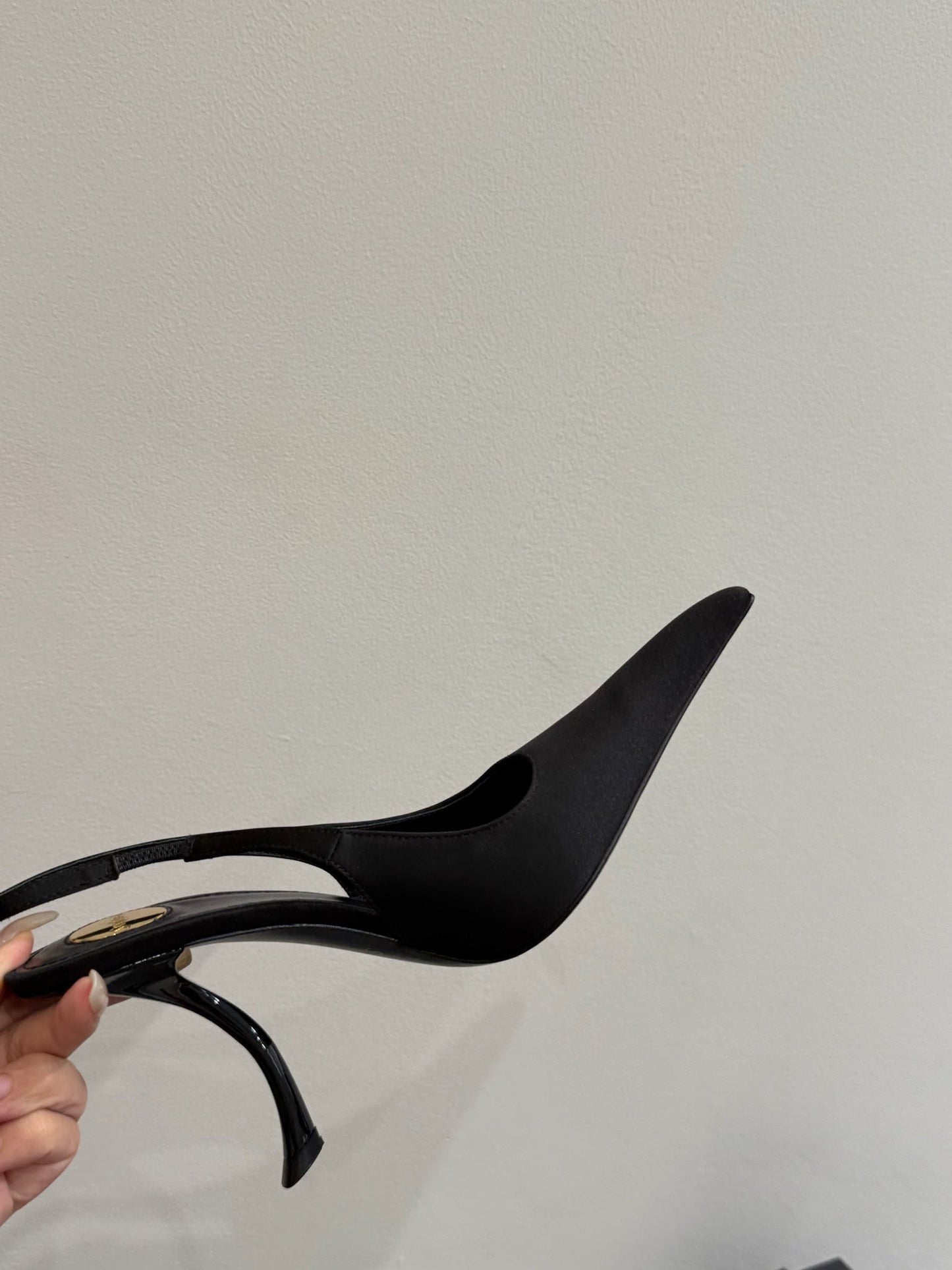 YSL HIGH SLINGBACK 25S IN BLACK SATIN - 35