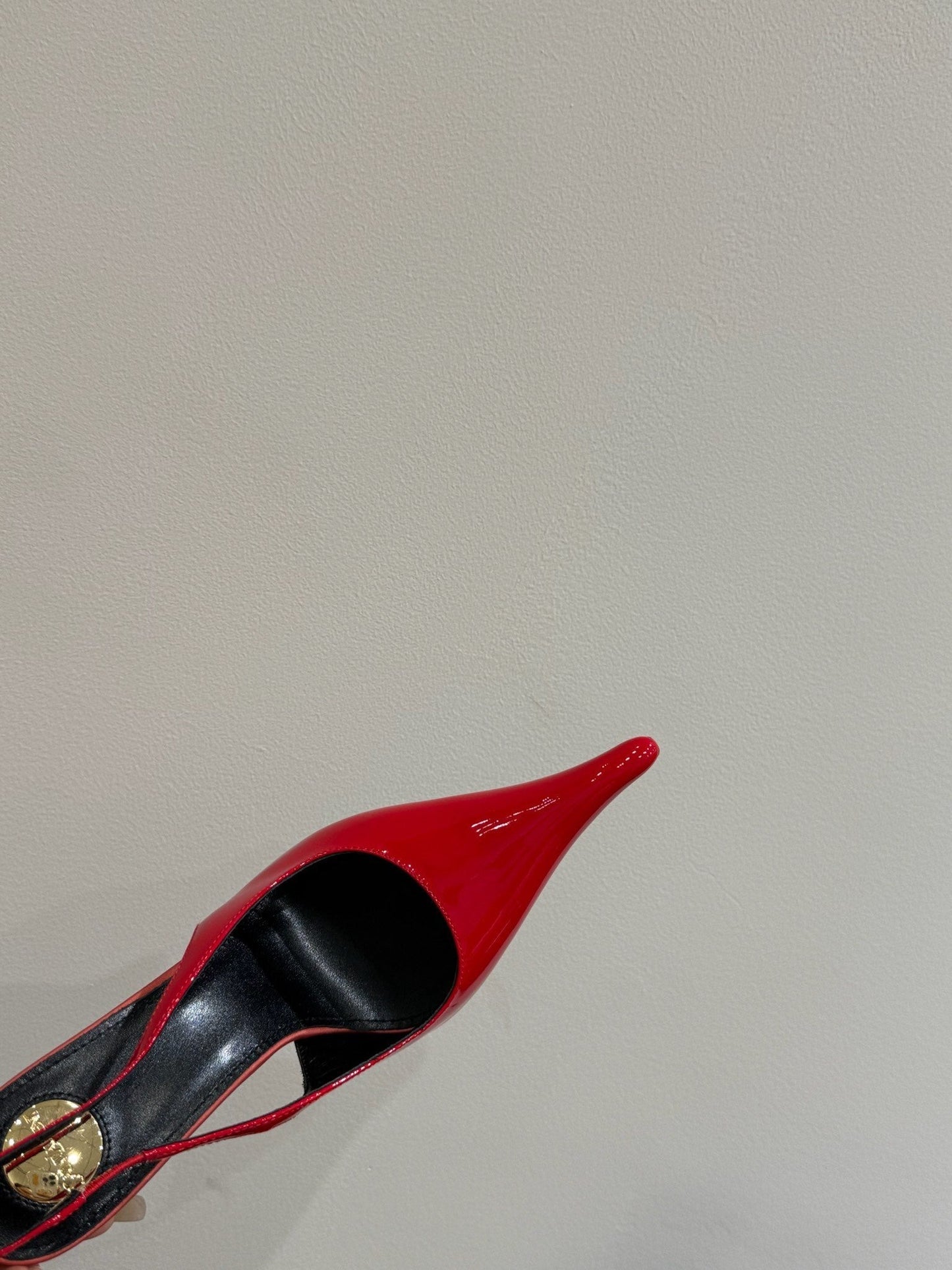 YSL HIGH SLINGBACK 25S IN RED GLOSSY LAMBSKIN - 35