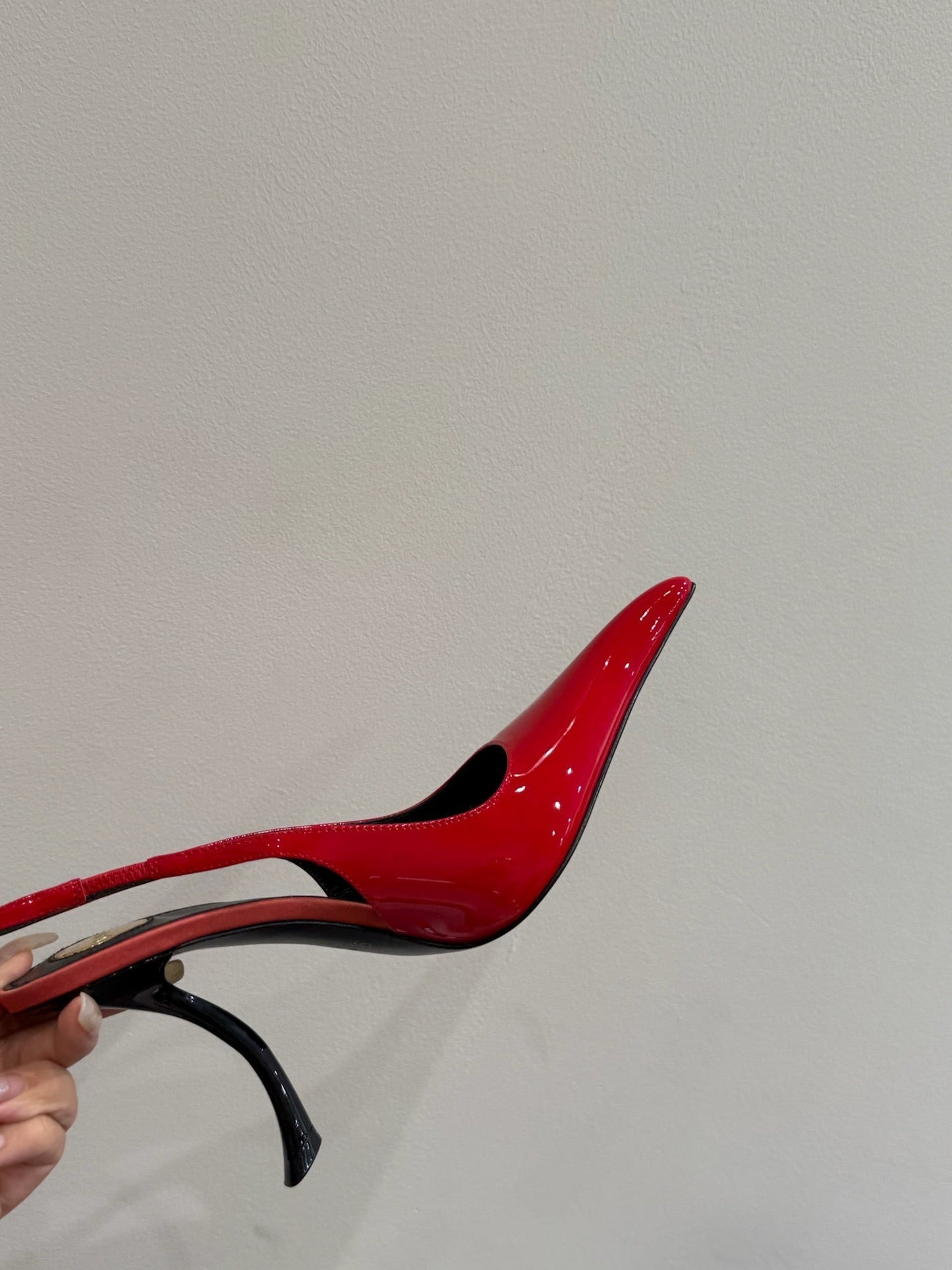YSL HIGH SLINGBACK 25S IN RED GLOSSY LAMBSKIN - 35