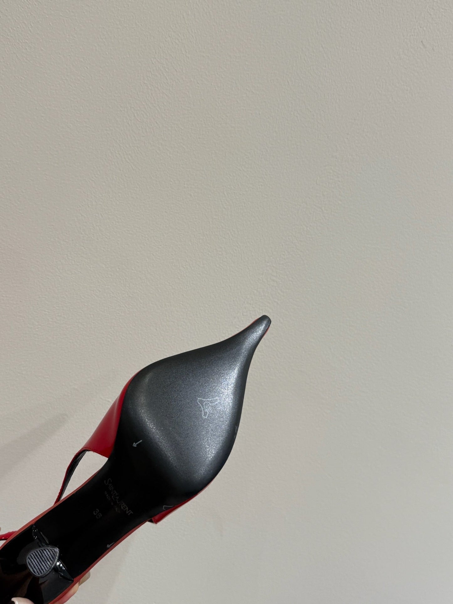 YSL HIGH SLINGBACK 25S IN RED GLOSSY LAMBSKIN - 35