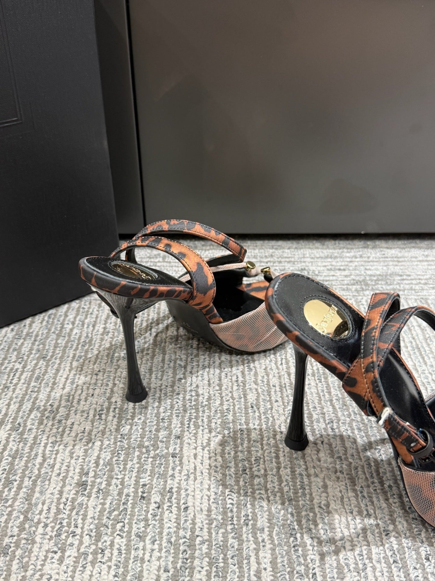 YSL HEELED SANDALS 25S 100 MM IN LEOPARD PRINT LAMBSKIN - 35